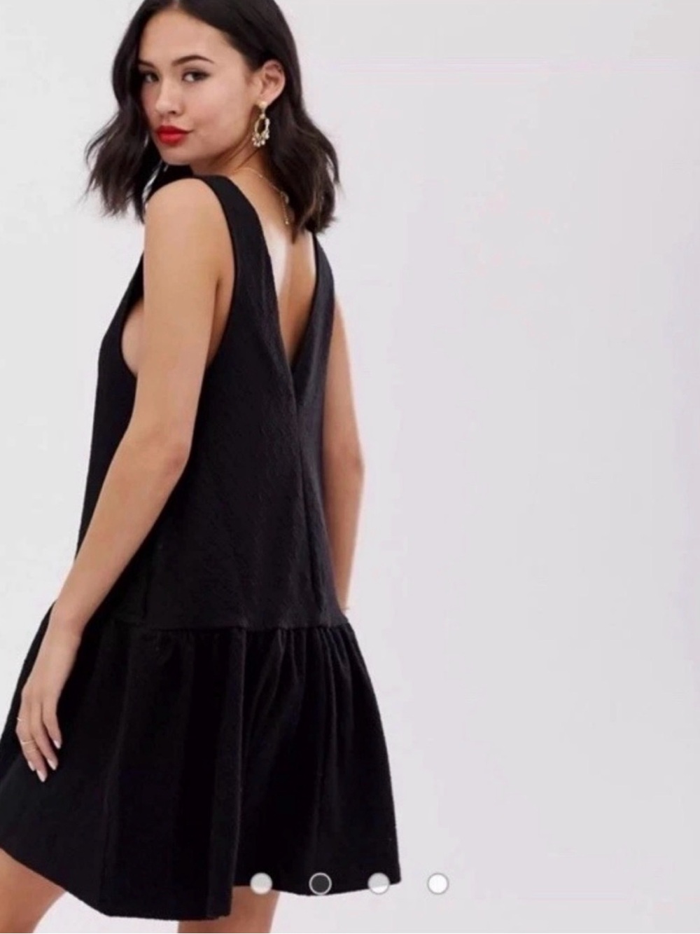 Free People Easy Street Mini Dress Black Drop Waist Ruffle Slouchy Boho S